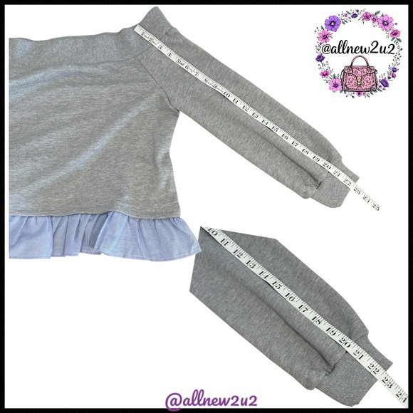 New After Market Off Shoulder Sweatshirt Peplum Ruffle Hem Small Host Pick - Picture 13 of 17